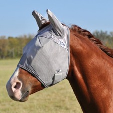 Cashel Crusader Fly Mask, Long Nose with Ears Large Horse Grey