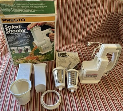 Presto SaladShooter 150W Electric Slicer/Shredder White, 2 Cones, Instructions