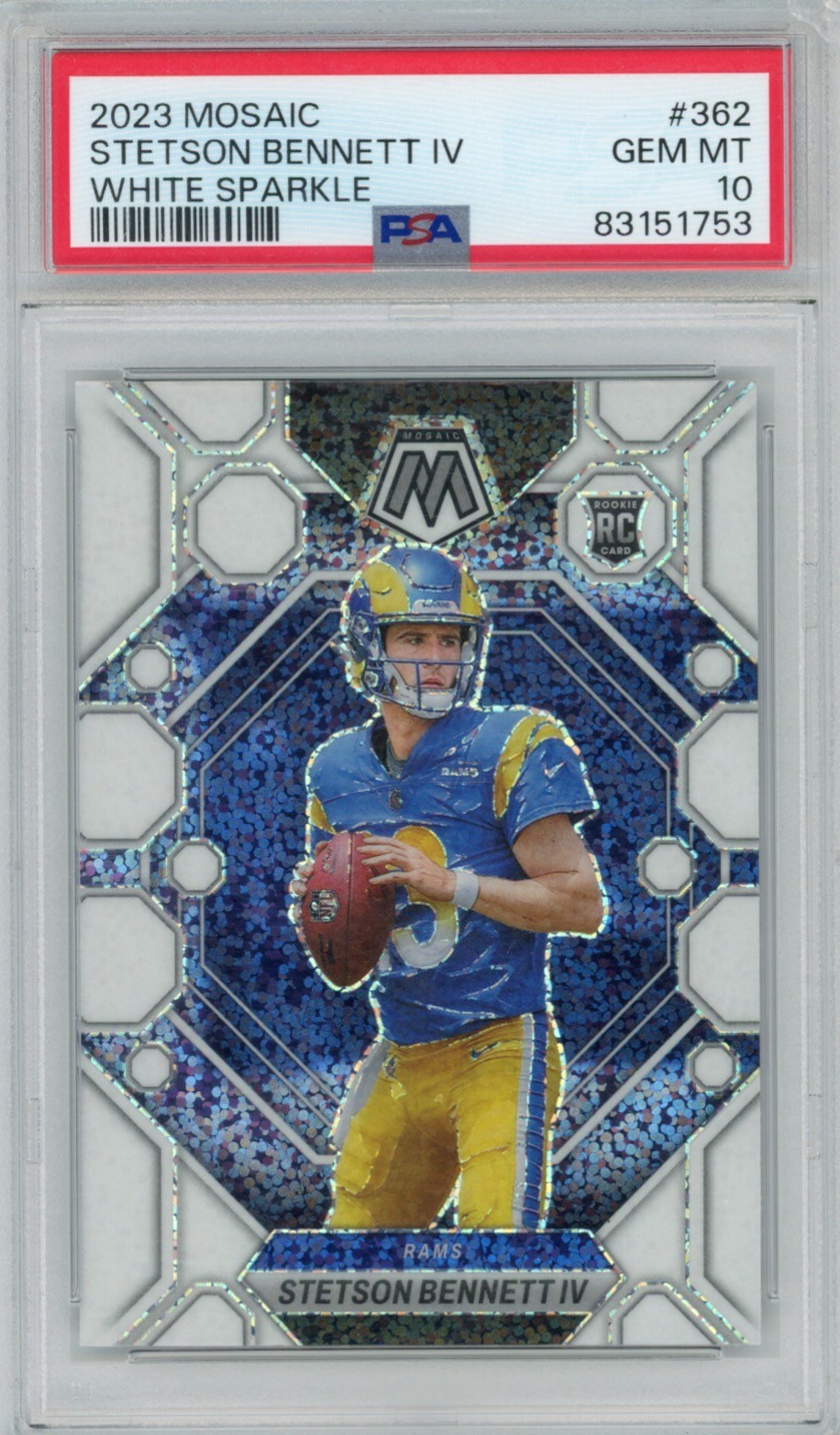 2023 Panini Mosaic Stetson Bennett IV #362 White Sparkle SSP PSA 10 *CRACKED*
