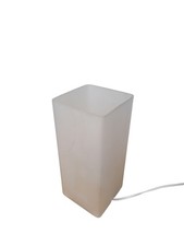 Möma Nachttischlampe Quader Glas - milchig eckig -Lampe Leuchte Forstglas 40Watt