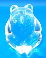 Stueben Glass BEAR Clear Crystal Hand Cooler, Figurine, Paperweight, 2 3/8"