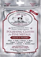 CAPE COD Fine Metal Polish Cloth 2pk 4"x 6" Watches Jewelry Cleans  Polish New 