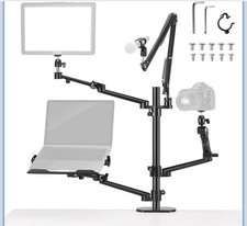 Overhead Camera Stand Desk Mount Rig with 4 Boom Arms