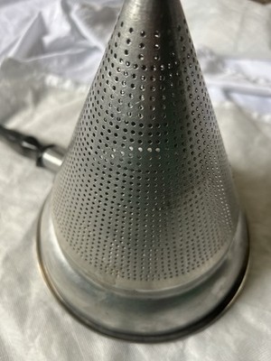 Vtg Heavy Duty Metal Cone Colander Sieve Strainer Canning ~9  h x 8  d