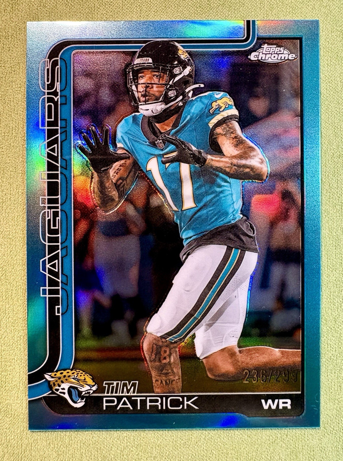 2025 Topps Chrome Tim Patrick #96 Aqua Refractor /299  - Jacksonville Jaguars