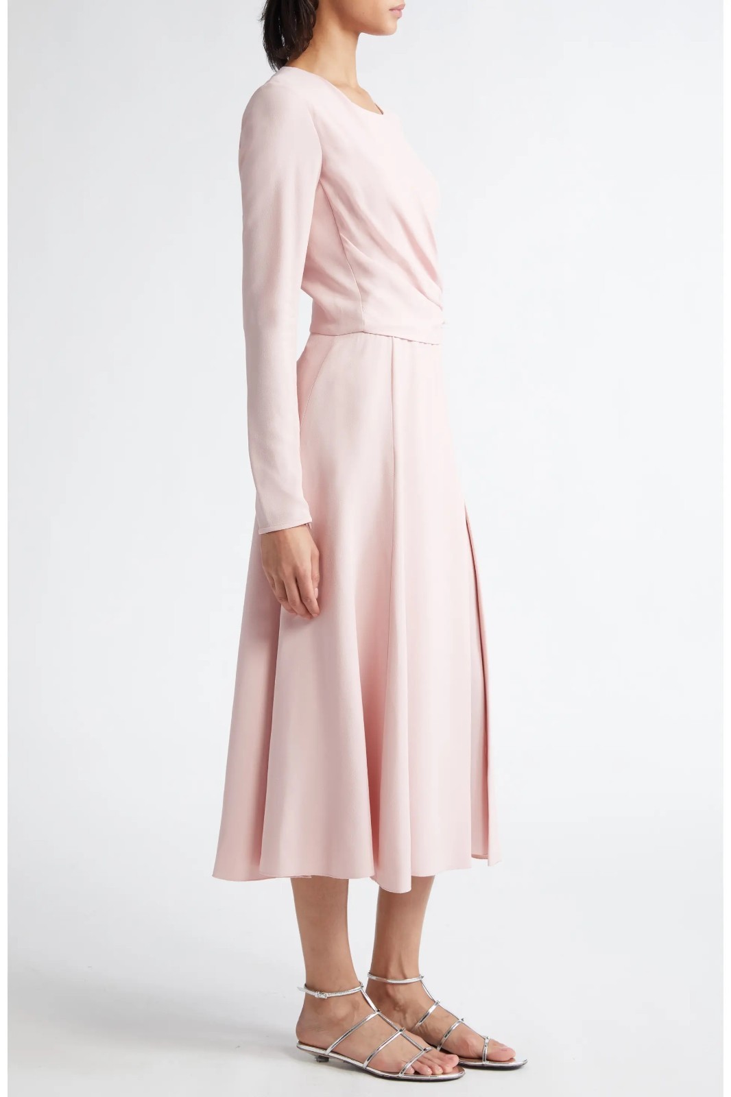 Giambattista Valli Women's Draped Crepe A-Line Midi Dress Blush Size 42 / US 6 image 3