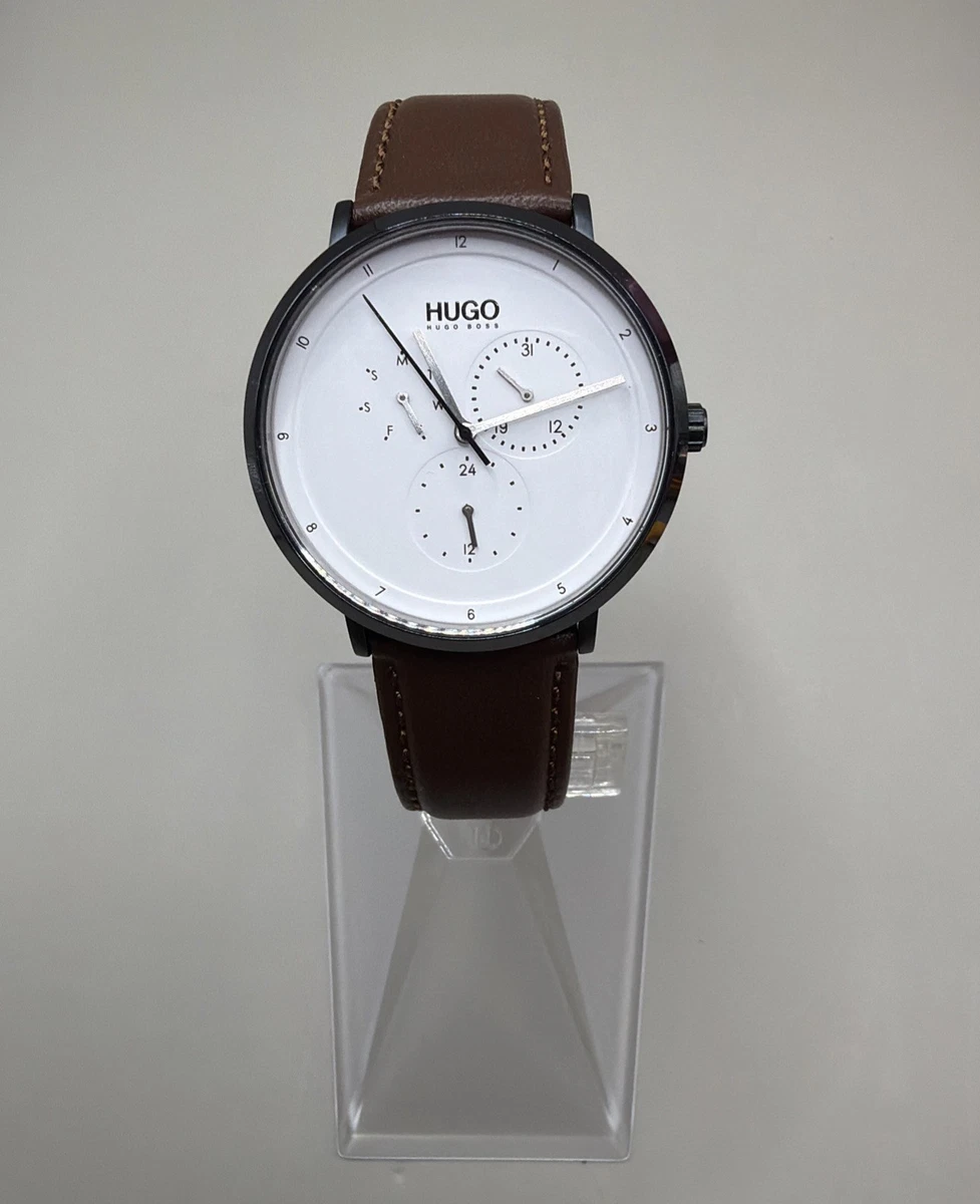 HUGO Analoge Multifunctionele Quartz Horloge voor Mannen #Stamp Multi Collectie met Zilveren Roestvrij Stalen Armband - 1530368, Zwart, armband