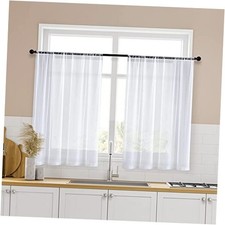 White Sheer Curtains 36 inch Length 2 Panels 34"W x 36"L Pack of 2 White