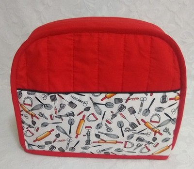 Red Toaster Cover 2-Slice With Utensils Tools & Gadgets Yellow Dust Cover