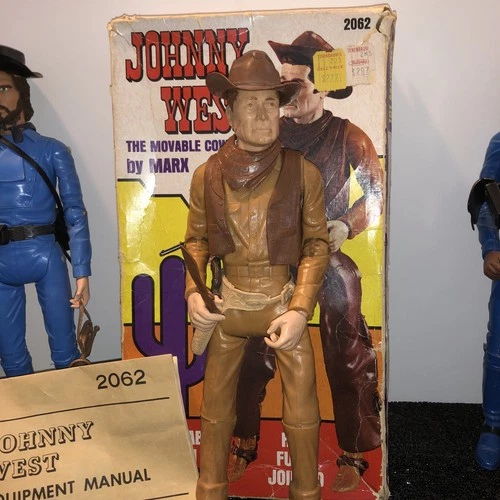 Marx Johnny West Vintage Movable Cowboy with original Cactus Box and Accessories