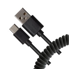 USB Cable Coiled MicroUSB Charger Cord Power Wire Sync for Cell Phones