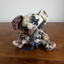 elephant floral fabric plush Stuffed Animal Vintage Handmade Handcrafted