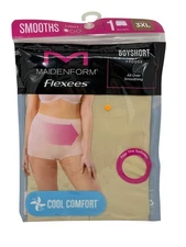 NWT Maidenform Flexees Boyshort FP0059 3XL Nude Light Smoothing Cool Comfort