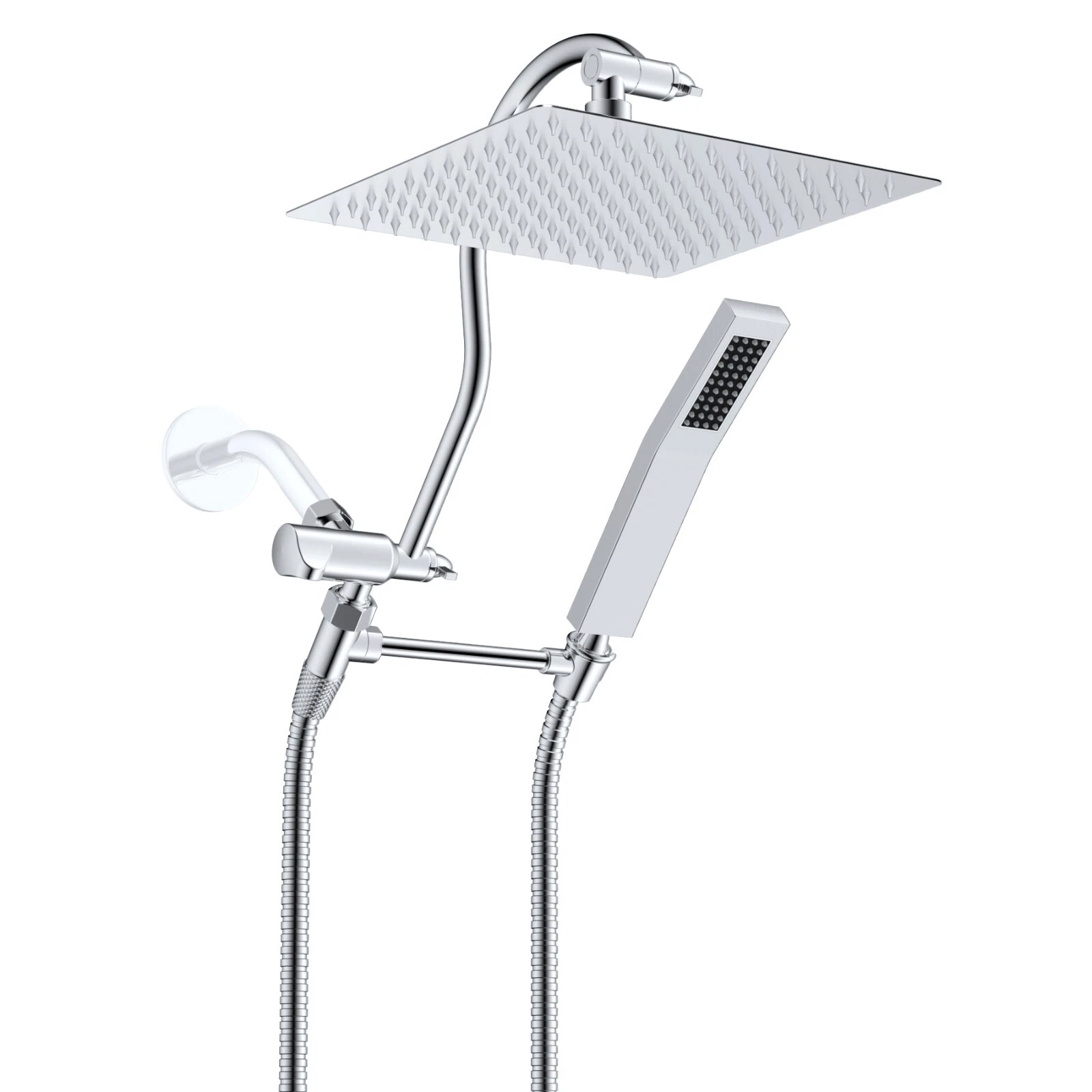 Chrome 12 Inch Rainfall Shower Head Combo with Handheld Shower High Pressure