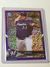 F41084  2018 Bowman Chrome Purple Shimmer Refractors Luis Ortiz /655 Brewers