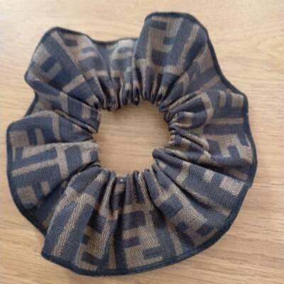 Fendi Vintage FF Zucca Logo Jacquard Scrunchie Hair Accessory Hair