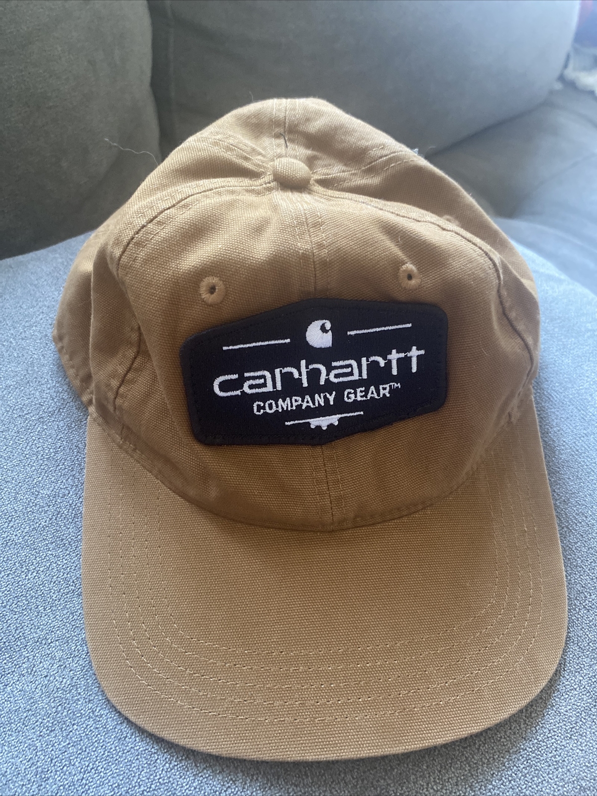 Carhartt Canvas Outdoor Patch Hat Cap Logo Brown Adjustable Strap Back Adults