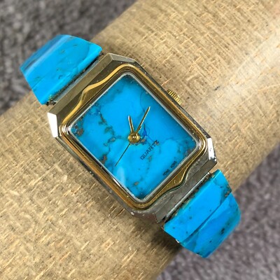 Women Classic Blue Turquoise Expansion Stainless Steel Quartz