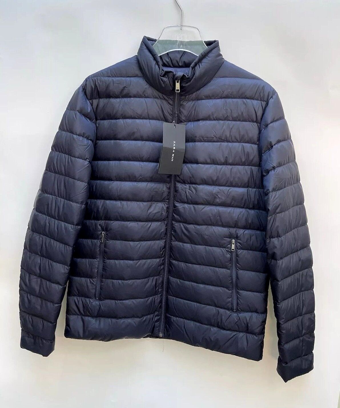 Zara Mens Blue Down Puffer Jacket Lightweight Size M XL RRP £59.99 image 4