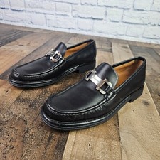 Salvatore Ferragamo Mens JAZZ Black Shoes Gancini Silver Bit Loafers Size 9 B