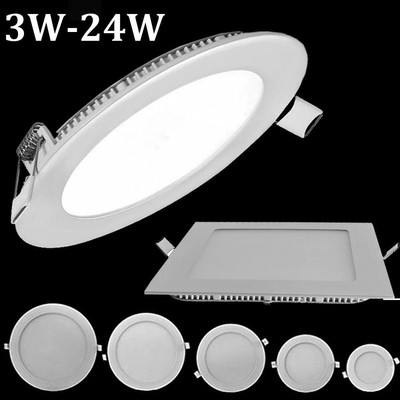 18W 15W 12W 9W 6W 3W LED Round Recessed Ceiling Flat Panel Down Light Slim 24W