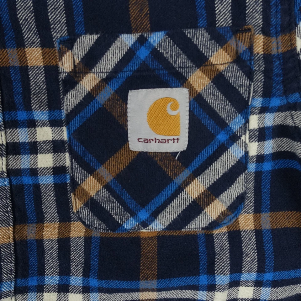 Camisa Carhartt Niños Mediana 10 12 Azul Franela Cazadora Con Capucha Vaquero Ropa de Trabajo VT Foto 2 de 4
