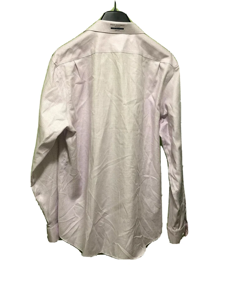 Camisa social masculina Ryan Seacrest rosa dobby rosa 15 1/2 botão de sarja frontal $75 - Imagem 2 de 2