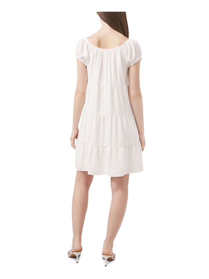RILEY&RAE Womens White Cap Sleeve Scoop Neck Short Baby Doll Dress XL
