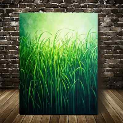 Beautiful Vibrant Green Sugarcane Grass Meadow Metal Print Ready to Hang