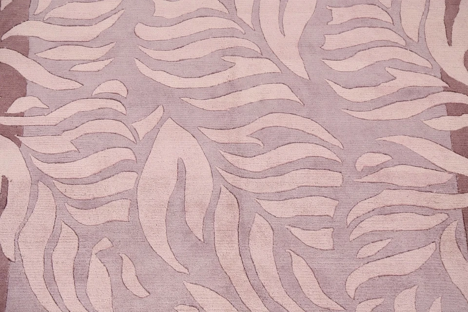 Nature Print Nepalese Oriental Area Rug Hand-knotted Wool Home Decor 8x10 Carpet - Image 4 of 4