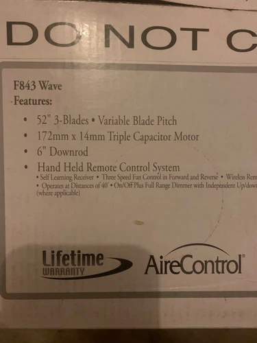 Minka-Aire F843-WH Wave 52''  3 Blade Ceiling Fan with Remote Control, White - Picture 2 of 2