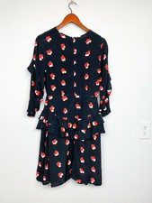 Asos Size 4 Black Ruffle Dress w/ Red & Pink Hearts - Valentine's Day Dress
