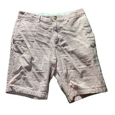 Old Navy Linen Shorts Mens 31 Red Stripe Ultimate Slim Flex Nautical Preppy