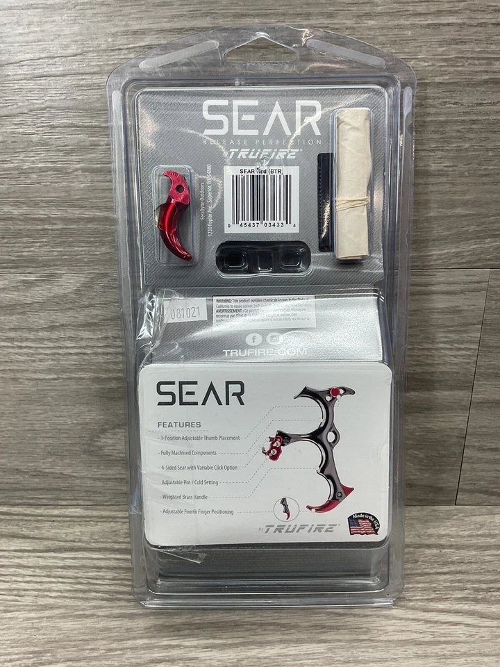 Tru-Fire Sear Red (BTR) - Hand-Held Archery Compound Bow Hinge Release....NEW!! - Image 2 of 2