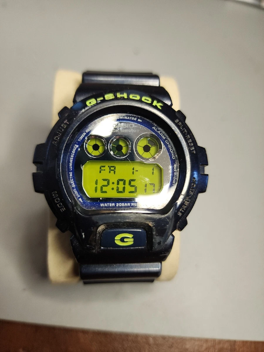 Navy Blue w/Green Casio Men's G-shock Watch DW-6900SB new battery