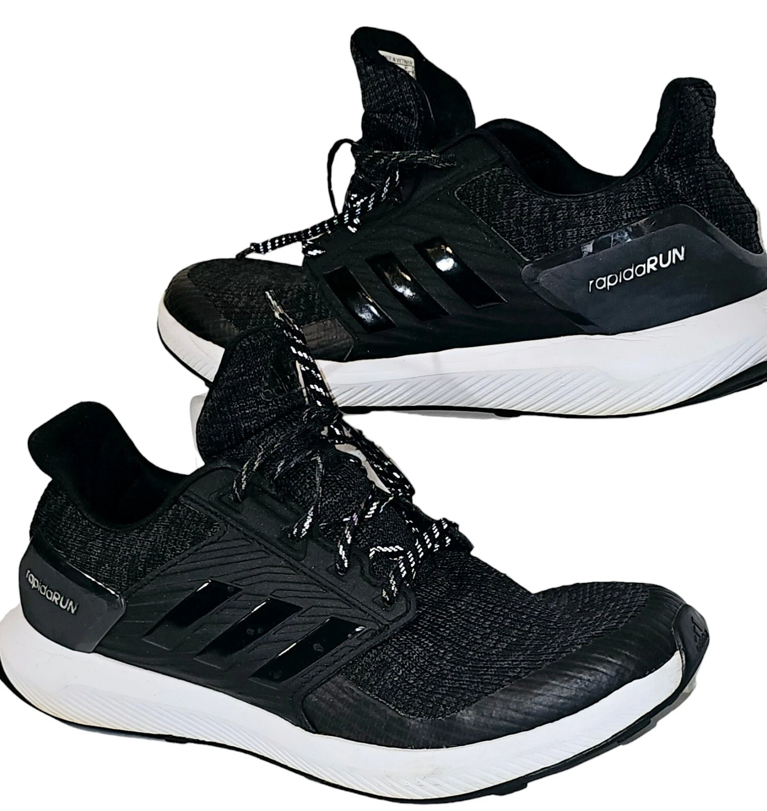 Adidas rapidaRUN mens running shoes lace up sneakers black size 7 AH2610