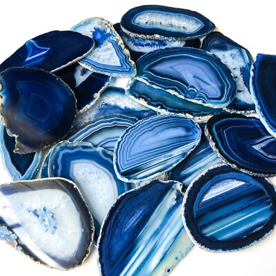 Blue Agate Slices: 2.5-3.75'' Long, Bulk Placecards Place Cards Geode Wholesale