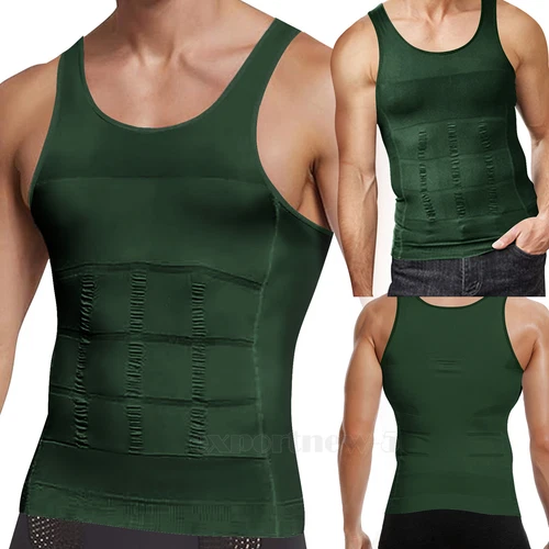 Mens Slimming Body Shaper Vest Chest Compression Shirt Tummy Control Muscle Tank - Bild 21 von 25