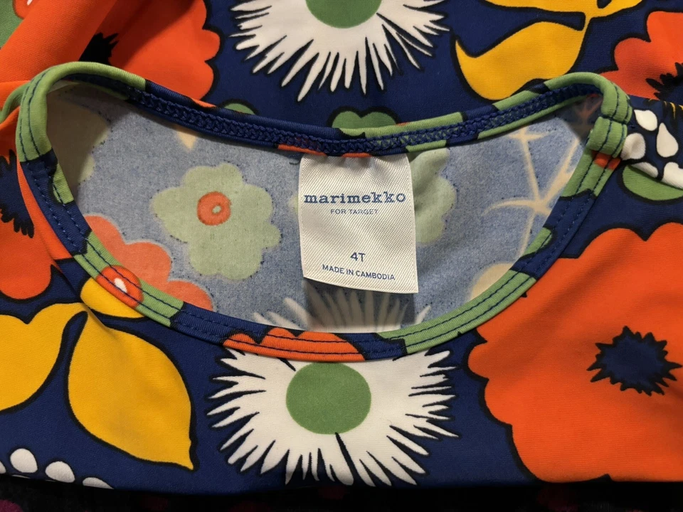 MARIMEKKO FOR TARGET Girls RashGuard Swim Shirt Kukkatori Floral Girls Size 4 - Image 3 of 3
