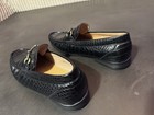 Black Gator Print Leather Horsebit Driving Loafers 13M EUC — photo 5
