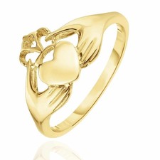14K Gold Friendship Heart Irish Claddagh Ring