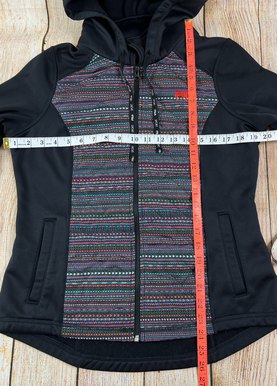 Giacca donna FILA Sport Performance mezza zip nera design multicolore media