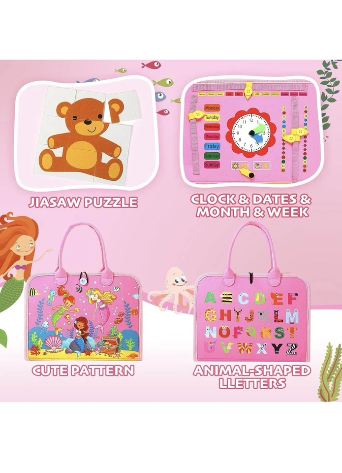 Tablero ocupado Montessori para niños pequeños libro de actividades habilidades motoras finas juguete de aprendizaje  Foto 2 de 4