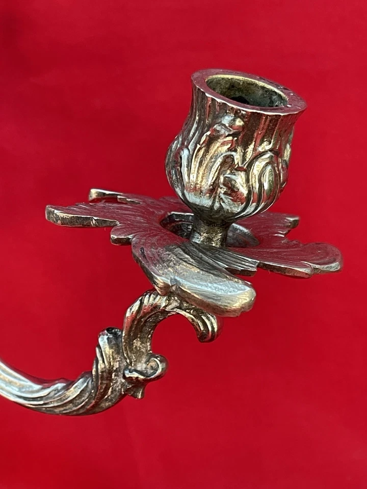 Grand Candélabre en Métal Argenté Style Rococo – XIXe siècle Chandelier Ancien - Photo 3/4