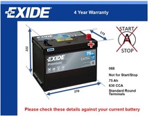 Battery fits ACURA VIGOR MDX NSX 2.5 3.0 3.2 3.5 90 to 05 Exide 068 630A 75Ah