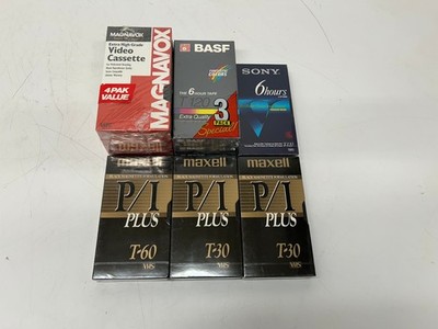 Lot 11 Sealed Mixed Blank VHS Tapes Maxell T-30 T-60 Sony BASF Magnavox T120