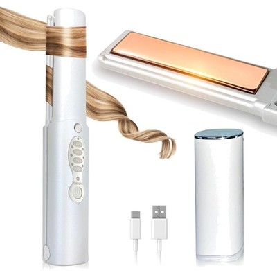 Titan Haarglätter und Lockenstab 2 in 1 Mini Tragbar Weiß