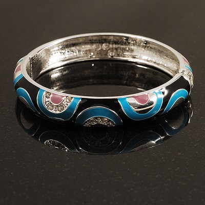 Armreif Armband rhodiniert bunt Kristall Emaille