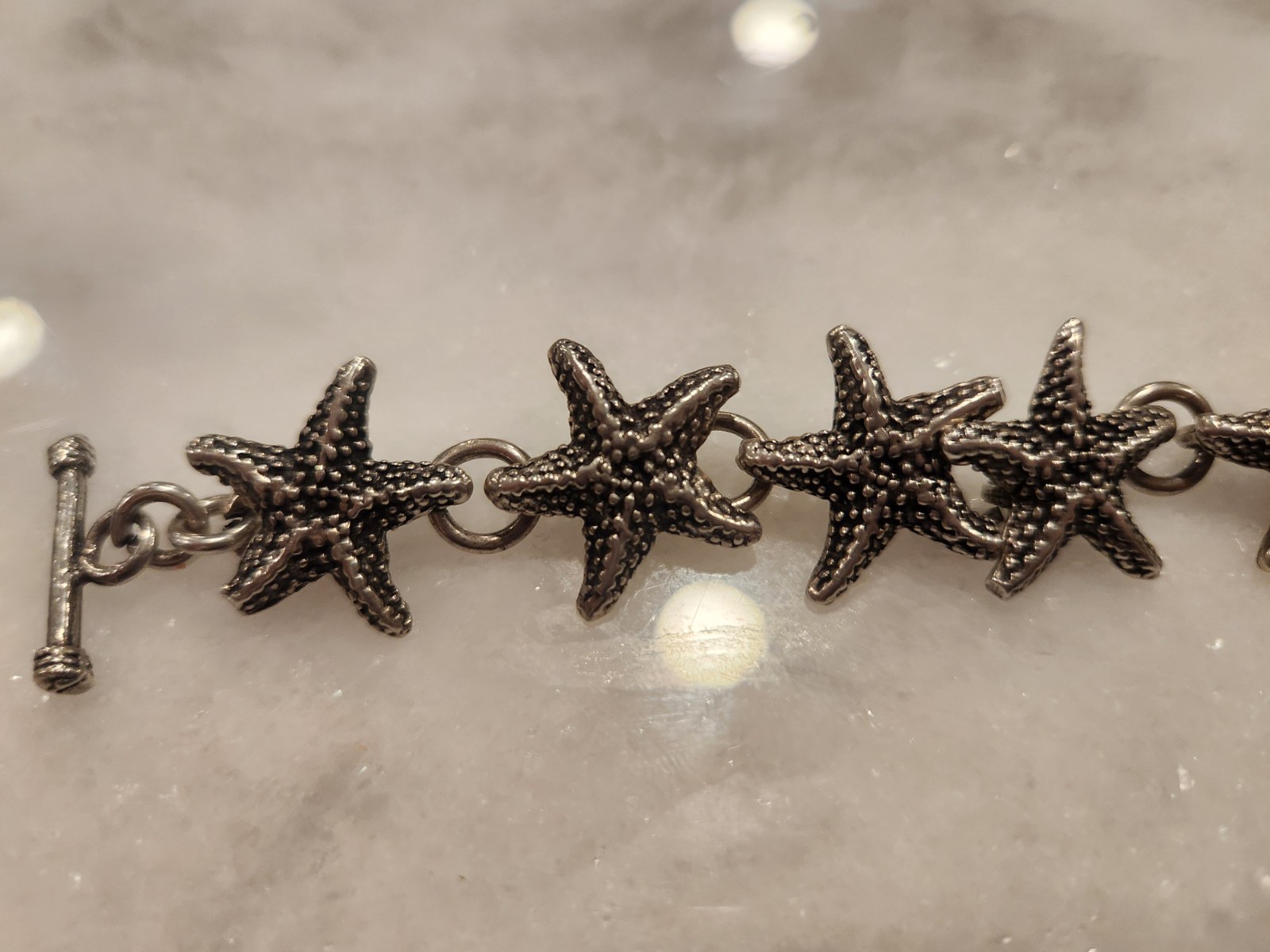 Solid 925 Sterling Silver Starfish Toggle Bracele… - image 3