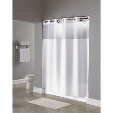 Hookless Shower Curtain, Polyester, Whit